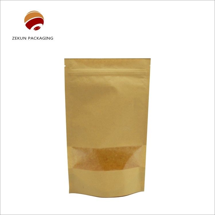 Εκτύπωση με βαφή Kraft Paper Zip Lock Bag Τροφική συσκευασία CMYK Kraft PE Bag Αδιάβροχη υγρασία