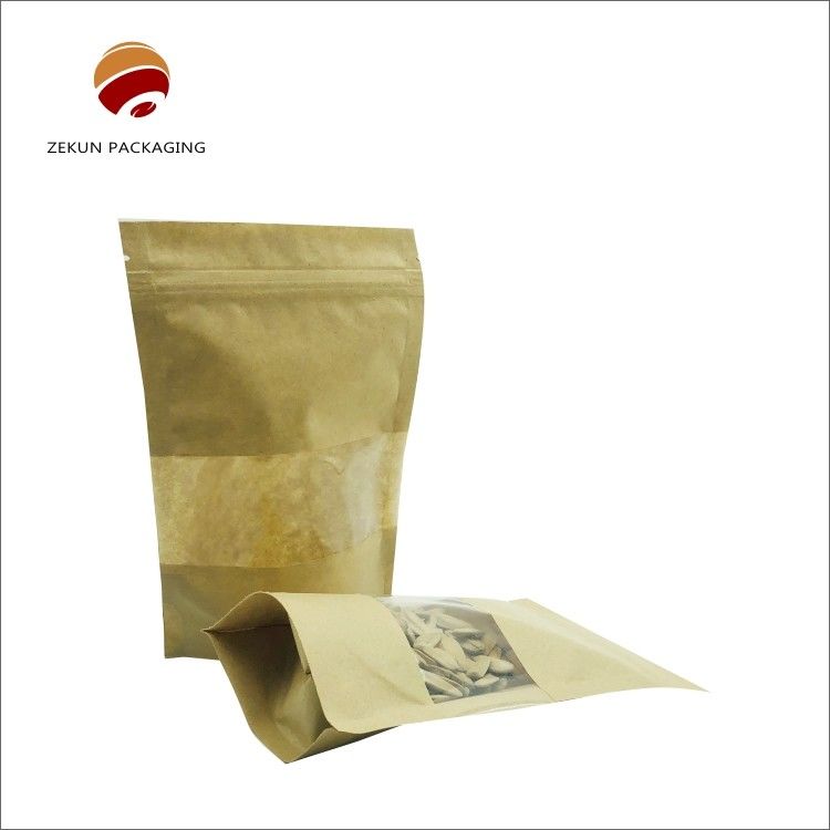Τροφική συσκευασία Kraft Paper Zip Lock Bag Custom Size Moisture Proof Matt ή γυαλιστερό φινίρισμα