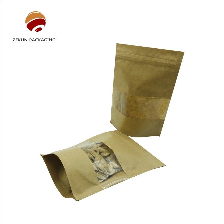 Τροφική συσκευασία Kraft Paper Zip Lock Bag Custom Size Moisture Proof Matt ή γυαλιστερό φινίρισμα
